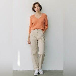 Ralph Lauren women’s sweater orange collegiate classic old money preppy Sm